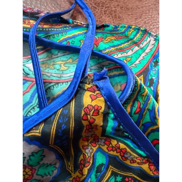 Vintage 90's California Miss Paisley Slip Dress With Spaghetti Straps Boho Style - Picture 6 of 9